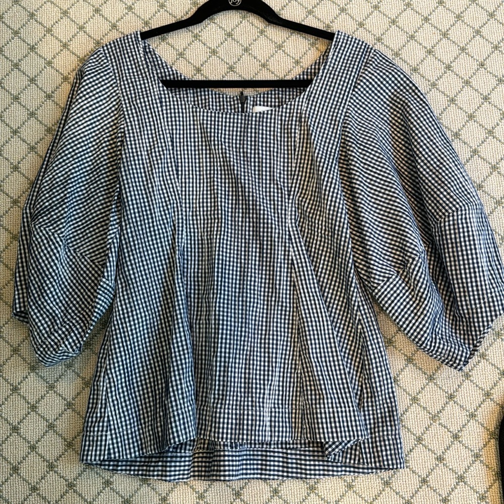 Fabiana Pigna blue and white gingham shirt, Size Small